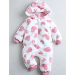 Hopscotch Kids Girls Pink Polyester Bow Hooded Bodysuit-picture-41