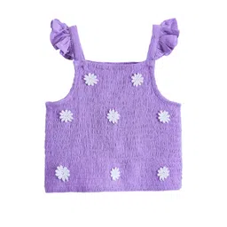 Hopscotch Kids-Girls Purple Viscose Rayon Solid Tops-picture-30