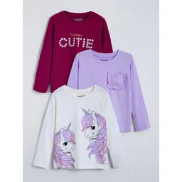 Hopscotch Multi Colored Pack Of 3 Unicorn Cotton T-shirts-picture-29