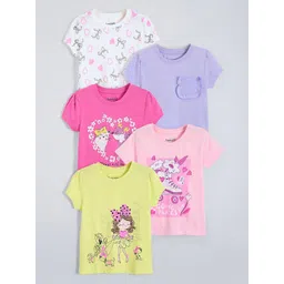 Hopscotch Multi Colored Pack Of 5 Animal Cotton T-shirts-picture-36