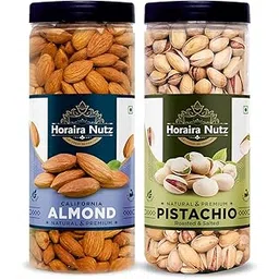 Horaira Nutz Almond, Pista– Fresh and Crunchy, High in Protein and Nutrients (Almond 150gram,Pistachios 150gram-Combo Pack 300gram)-picture-17
