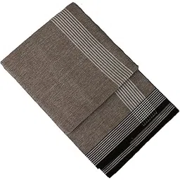 Hornbill Enterprises Cotton Men's Kerala Style Cotton Dhoti Single size -1.9 meters White with Brown Stripes Set-1-picture-33