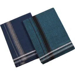 Hornbill Enterprises Kerala Style Cotton Dhoti Single size with 1.9 meters Set 2 Solid Men Dhoti-picture-11