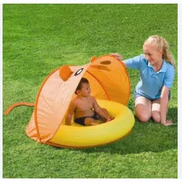 Children's (IND*46) Round l Inflatable pool For Kids (,Orange) Inflatable Swimming Pool-image-0