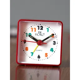 Horo White & Red Handcrafted Geometric Solid Analogue Table Clock-picture-21