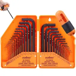 Horusdy 30 Pcs 0.7-10mm Chrome Vanadium Steel Long &a; Short Arm Hex Allen Key Set, 97306-picture-36