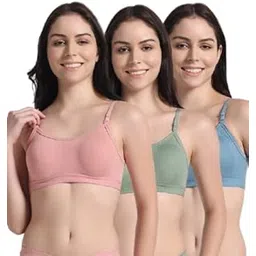 hosiery bazar Cotton Sports Bra for Women/Gym/Yoga/Workout Bra Non Padded Wire Free Full Coverage with Adjustable Straps (Pack of 3)-picture-41