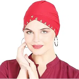 Hosiery cotton Red 1 layer Stone Turban Design Muslim Women Under Hijab Cap-picture-26