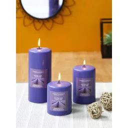HOSLEY Purple Wax Pillar Candle - Set of 3-picture-47