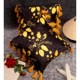 Grey Floral Velvet 16 x 16 Inches Cushion Covers (Set of 2) by Hosta Homes-picture-12