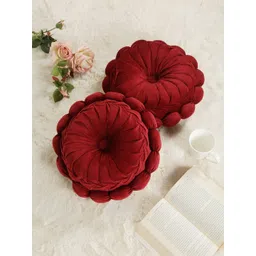 HOSTA HOMES 2Pcs Maroon Floral Soft Velvet Reversible Cushions-picture-23