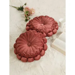 HOSTA HOMES 2Pcs Peach-Colored Floral Soft Velvet Reversible Cushions-picture-40