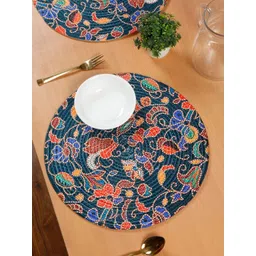 HOSTA HOMES 6- Pcs Navy Blue & Orange- Colored Round Table Placemats-picture-21