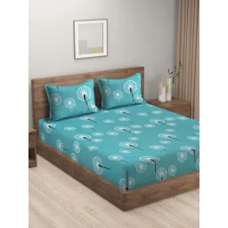 HOSTA HOMES Aqua Cotton 280 TC King Bedsheet with 2 Pillow Covers-picture-40