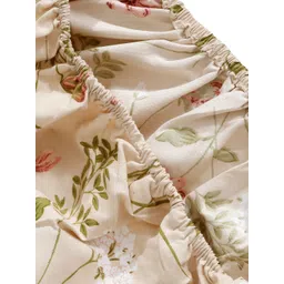 HOSTA HOMES Beige & Pink Floral 300 TC King Bedsheet with 2 Pillow Covers image 3