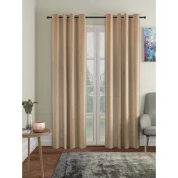 Hosta Homes Beige Polyester 10 ft Blackout Long Door Curtain - Set of 2-picture-13