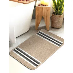 HOSTA HOMES Beige Striped Water Absorbent Anti-Skid Cotton Fur Bath Rug-picture-29