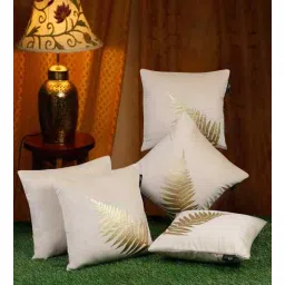 hosta homes Beige Velvet Floral 16X16 Inches Cushion Covers (Pack of 5)-picture-23