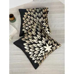 HOSTA HOMES Black Velvet Geometric Golden Foil Cushion Covers - Set of 2-picture-48