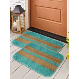 HOSTA HOMES Blue & Beige Polyester Door Mats - Set of 2-picture-29