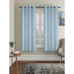 HOSTA HOMES Blue & White Set of 2 Geometric Window Curtain-picture-28