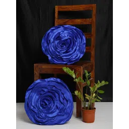 HOSTA HOMES Blue Set of 2 Floral Satin Round Cushion Covers-picture-15