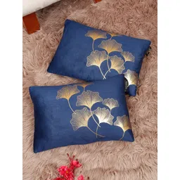 HOSTA HOMES Blue Set of 2 Floral Velvet Rectangle Cushion Covers-picture-16