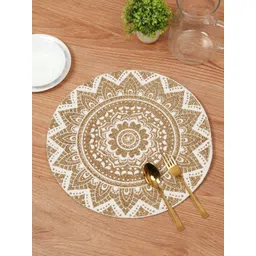 HOSTA HOMES Brown & White Printed Pure Cotton Round Table Placemats-picture-31
