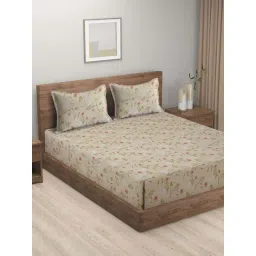 HOSTA HOMES Brown Cotton 280 TC King Bedsheet with 2 Pillow Covers-picture-28