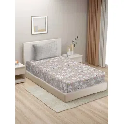 HOSTA HOMES Brown Cotton 280 TC Single Bedsheet with 1 Pillow cover-picture-14