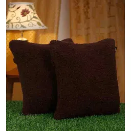 hosta homes Brown Cotton Solid 16X16 Inches Cushion Covers (Pack of 2)-picture-40