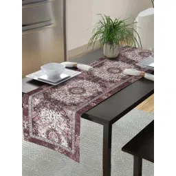 HOSTA HOMES Brown Polyester 6-Seater Digitally Printed Dining Table Runner-picture-34