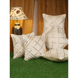 HOSTA HOMES Brown Polyester Cushion Covers - Set of 5-picture-24