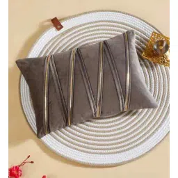 hosta homes Brown Polyester Striped 12X18 Inches Cushion Cover-picture-34