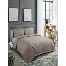 HOSTA HOMES Brown Self Design 280 TC Double Queen Bed Cover With Pillow Covers-picture-18