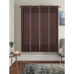 HOSTA HOMES Brown Set of 4 Striped Window Curtain-picture-36
