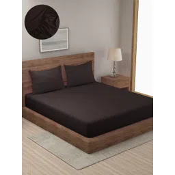 HOSTA HOMES Brown Striped 300 TC King Bedsheet with 2 Pillow Covers-picture-15