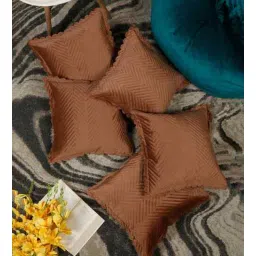 hosta homes Brown Velvet Abstract 16X16 Inches Cushion Covers (5Pcs)-picture-10