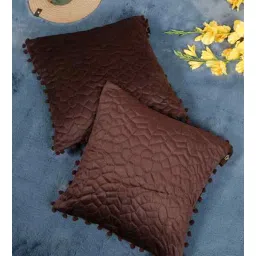 hosta homes Brown Velvet Abstract 16X16 Inches Cushion Covers (Pack of 2)-picture-10