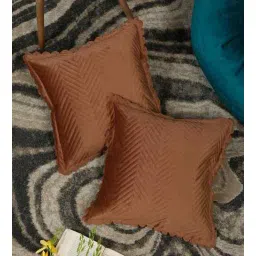 hosta homes Brown Velvet Abstract 16X16 Inches Cushion Covers (Pack of 2)-picture-20