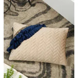 hosta homes Brown Velvet Geometric 12X18 Inches Cushion Cover-picture-24