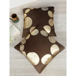 HOSTA HOMES Brown Velvet Geometric Golden Foil Cushion Covers - Set of 2-picture-39