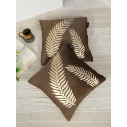 HOSTA HOMES Brown Velvet Geometric Golden Foil Cushion Covers - Set of 2-picture-40
