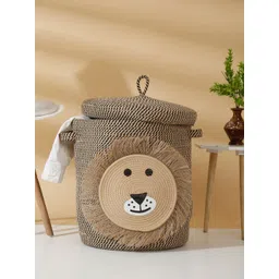 Hosta Homes CamelBrown Cartoon Face-Patterned Multi-Purpose Hamper Laundry Bag With Cover-picture-50