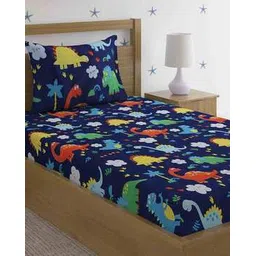 hosta homes Cartoon Printed Single Bed Sheet With 1 Pillow Cover-picture-14