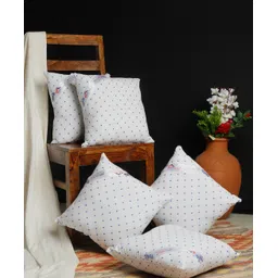 Hosta Homes Cotton Fabric Filled with Microfibre Cushion Fillers Set of 5 - Blue-picture-13