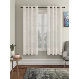 HOSTA HOMES Cream-Coloured Set of 2 Geometric Window Curtain-image-47