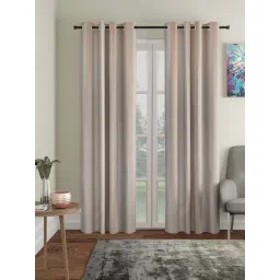 Hosta Homes Cream Polyester 10 ft Blackout Long Door Curtain - Set of 2-picture-19