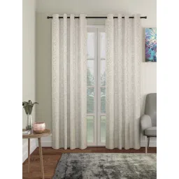 HOSTA HOMES Cream Polyester Extra Long Door Blackout Curtain - Set of 2-picture-11