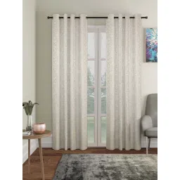 HOSTA HOMES Cream Polyester Long Door Blackout Curtain - Set of 2 image 1
